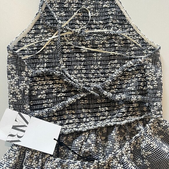 Zara NWT summer Halter Backless Mini Dress with flowers embroidery size … - Picture 5 of 9